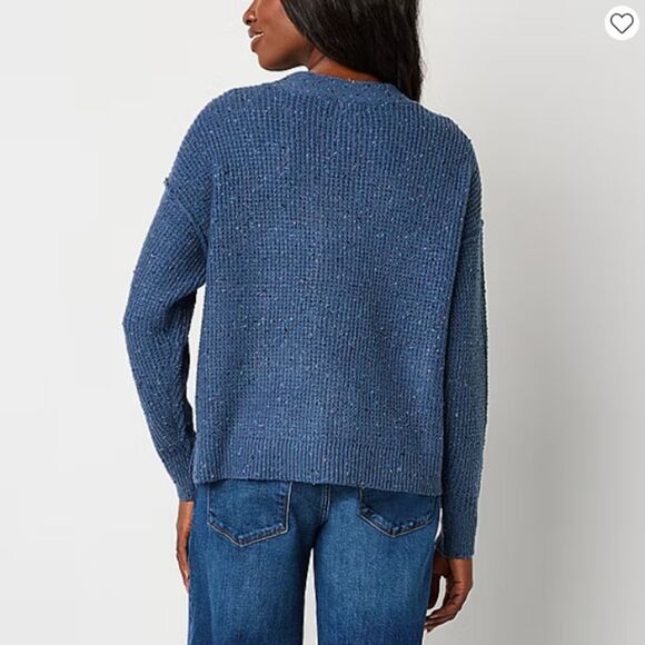 a.n.a - A New Approach | Blue Y-Neck Long Sleeve Pullover Sweater | Small - Picture 2 of 11